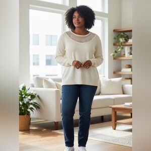 22/24 Avenue Sweater Collection Long Sleeve Ivory Top